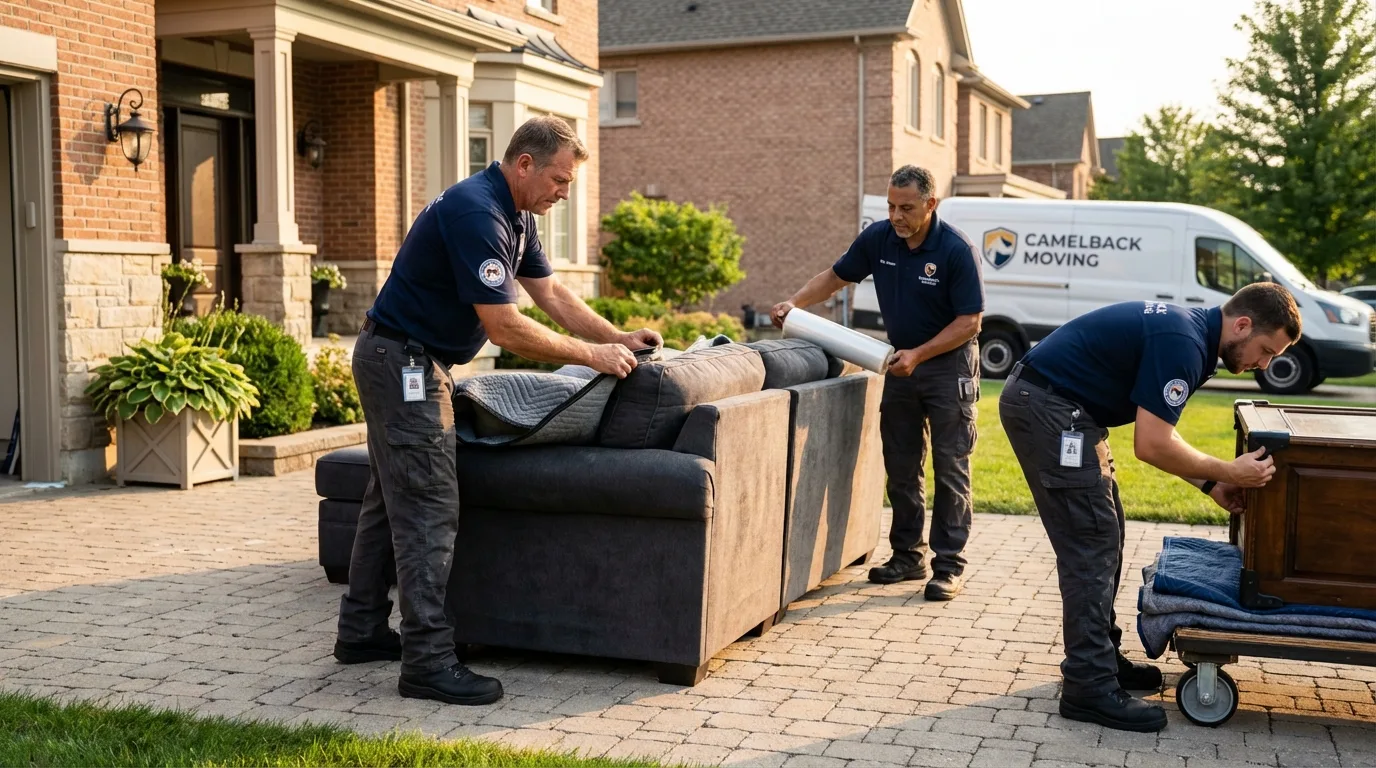 Large estate moving crew wrapping furniture in Winnebago, IL